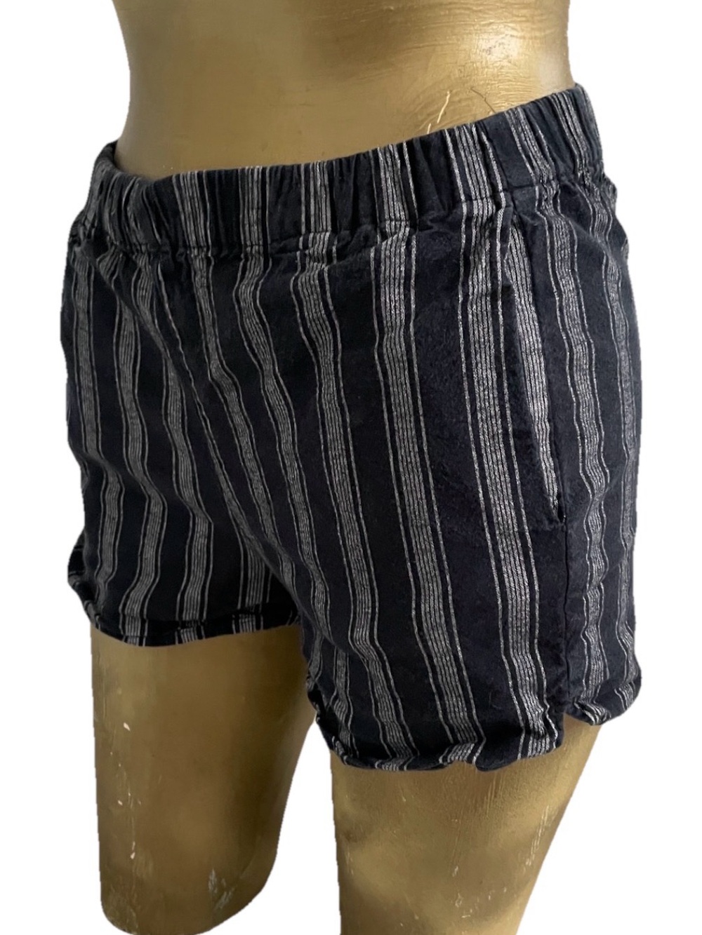 BRANDY MELVILLE Black and Gray Striped TILDEN Cotton SHORTS